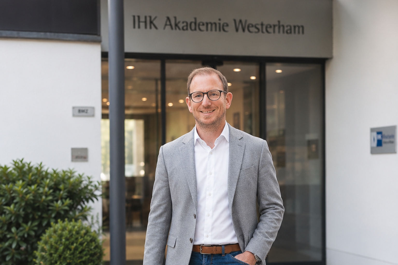Marco Schulz vor der IHK Akademie Westerham